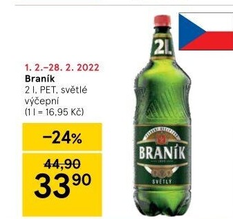 Pivo světlé výčepní 10° Braník