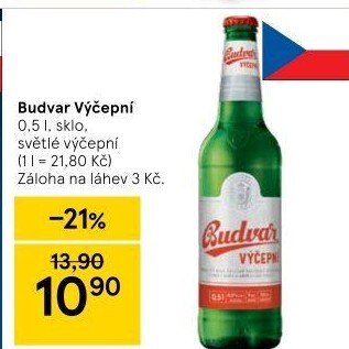 Pivo světlé výčepní Budweiser Budvar