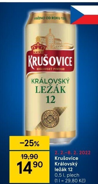 Pivo světlý ležák Královská 12° Krušovice