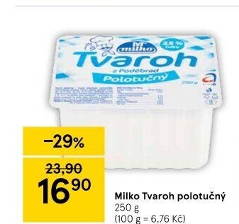 Tvaroh polotučný z Poděbrad Milko