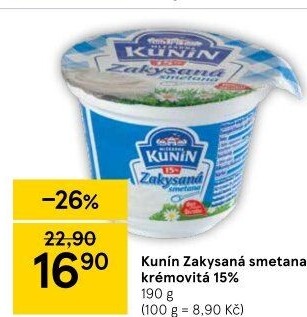 Zakysaná smetana krémovitá Kunín 15%
