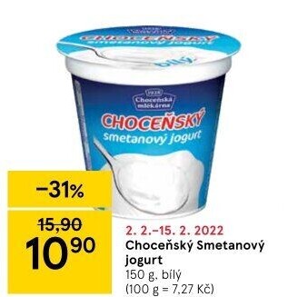Bílý jogurt smetanový Choceňský