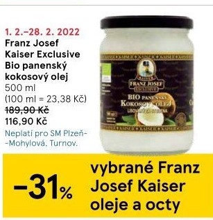 Kokosový olej bio Exclusive Franz Josef Kaiser