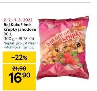 Křupky kukuřičné ochucené bez lepku Rej