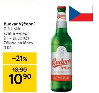 Pivo světlé výčepní Budweiser Budvar