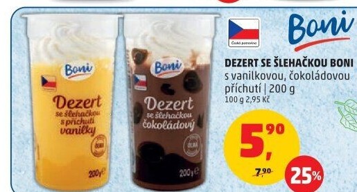 Dezert pudink se šlehačkou Boni