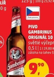 Pivo světlé výčepní Originál 10° Gambrinus