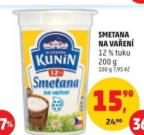 Smetana na vaření Kunín 12%