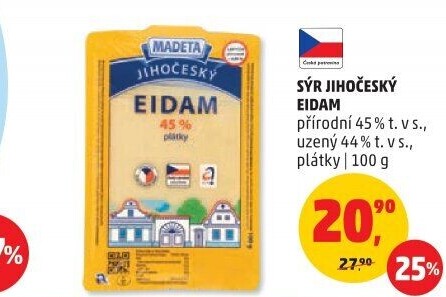 Sýr Eidam Jihočeský 45% Madeta