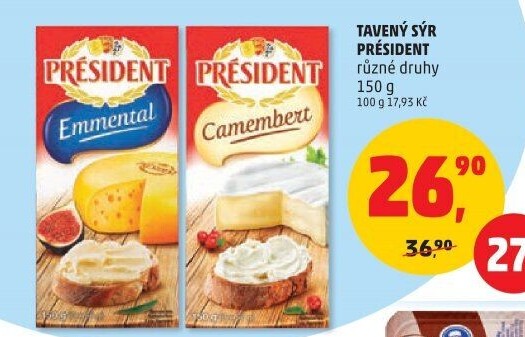 Tavené sýry Président