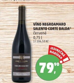 Víno Negroamaro Salento Corte Balda