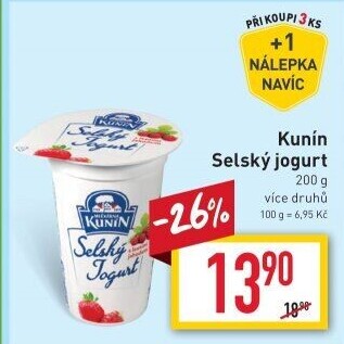 Ochucený jogurt selský Kunín