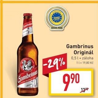 Pivo světlé výčepní Originál 10° Gambrinus