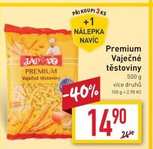 Těstoviny vaječné Premium Japavo