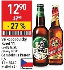 Pivo světlý ležák 11° Medium Velkopopovický Kozel