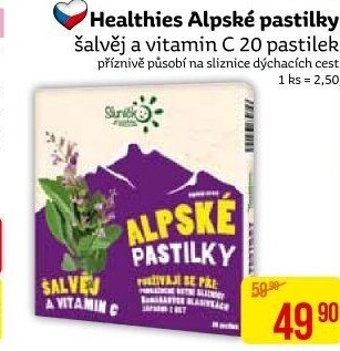 Doplněk stravy Pastilky alpské šalvěj a vitamin C Healthies