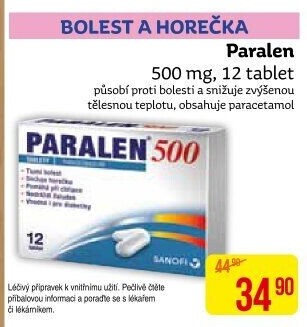 Tablety proti horečce a bolesti 500 Paralen