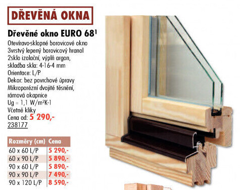 Dřevěné okno Euro Radex