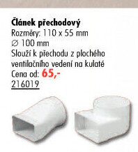 Přechodové koleno ventilace