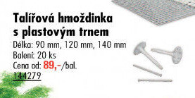 Talířová hmoždinka s trnem