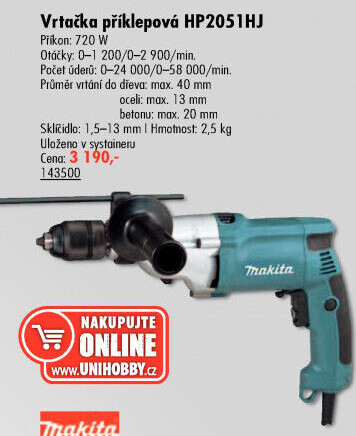 Vrtačka příklepová Makita HP2051HJ