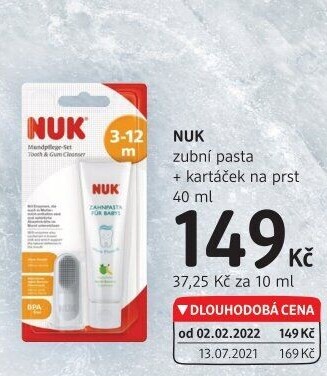 Pasta na zuby a kartáček na prst dětský Nuk