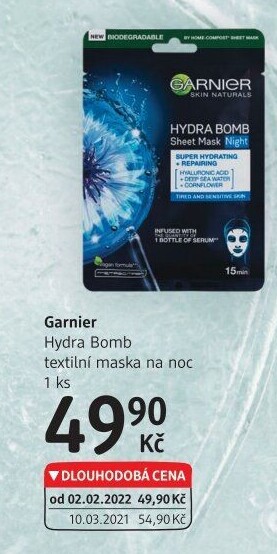 Textilní pleťová maska Garnier