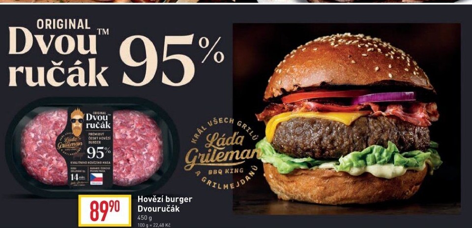 Hovězí burger dvouručák Kostelecké uzeniny