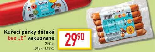 Párky kuřecí dětské bez éček DZ Klatovy