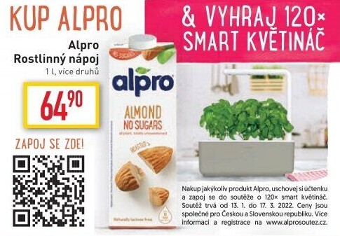 Rostlinné nápoje Alpro Soya