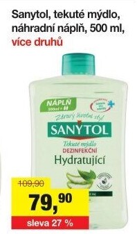Tekuté dezinfekční mýdlo Sanytol - náhradní náplň