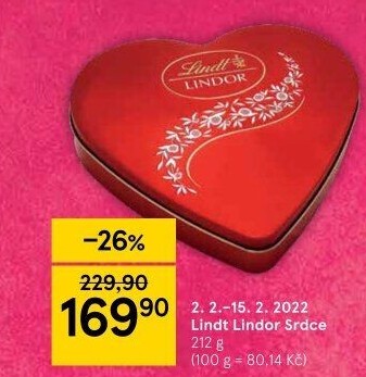Bonboniéra srdce Pralinky Lindor Lindt