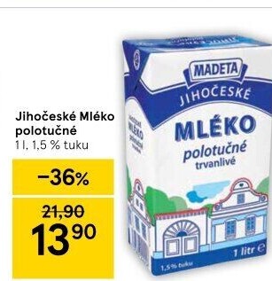 Mléko trvanlivé Jihočeské Madeta - 1,5% polotučné