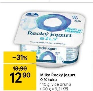 Ochucený jogurt řecký 0% Milko