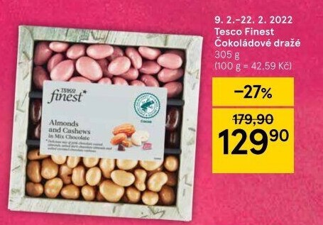 Ořechy v čokoládě Tesco Finest