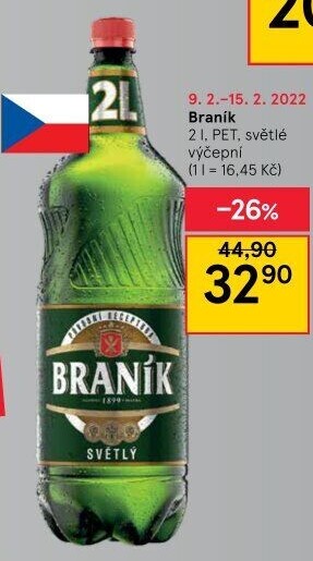 Pivo světlé výčepní 10° Braník