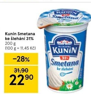 Smetana ke šlehání Kunín 31%