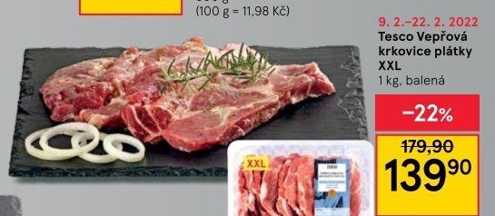 Vepřová krkovice bez kosti Tesco