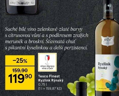 Víno Ryzlink rýnský Tesco Finest