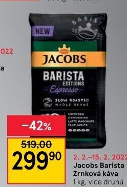 Zrnková káva Barista Jacobs