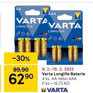 Baterie alkalické Longlife Varta