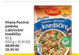 Instantní polévka s knedlíčky Poctivá polévka Vitana