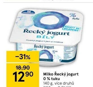 Ochucený jogurt řecký 0% Milko