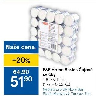 Svíčky čajové Basics F&amp