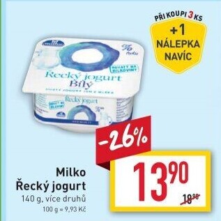 Bílý jogurt řecký 0% Milko