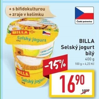 Bílý jogurt selský Billa