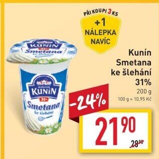 Smetana ke šlehání Kunín 31%
