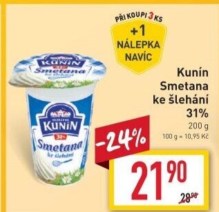 Smetana ke šlehání Kunín 31%