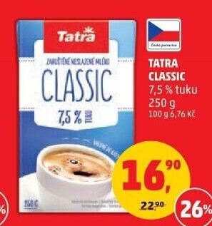 Mléko kondenzované do kávy Classic Tatra