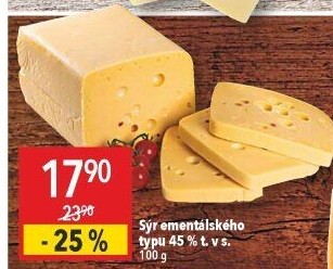 Sýr ementálského typu 45%